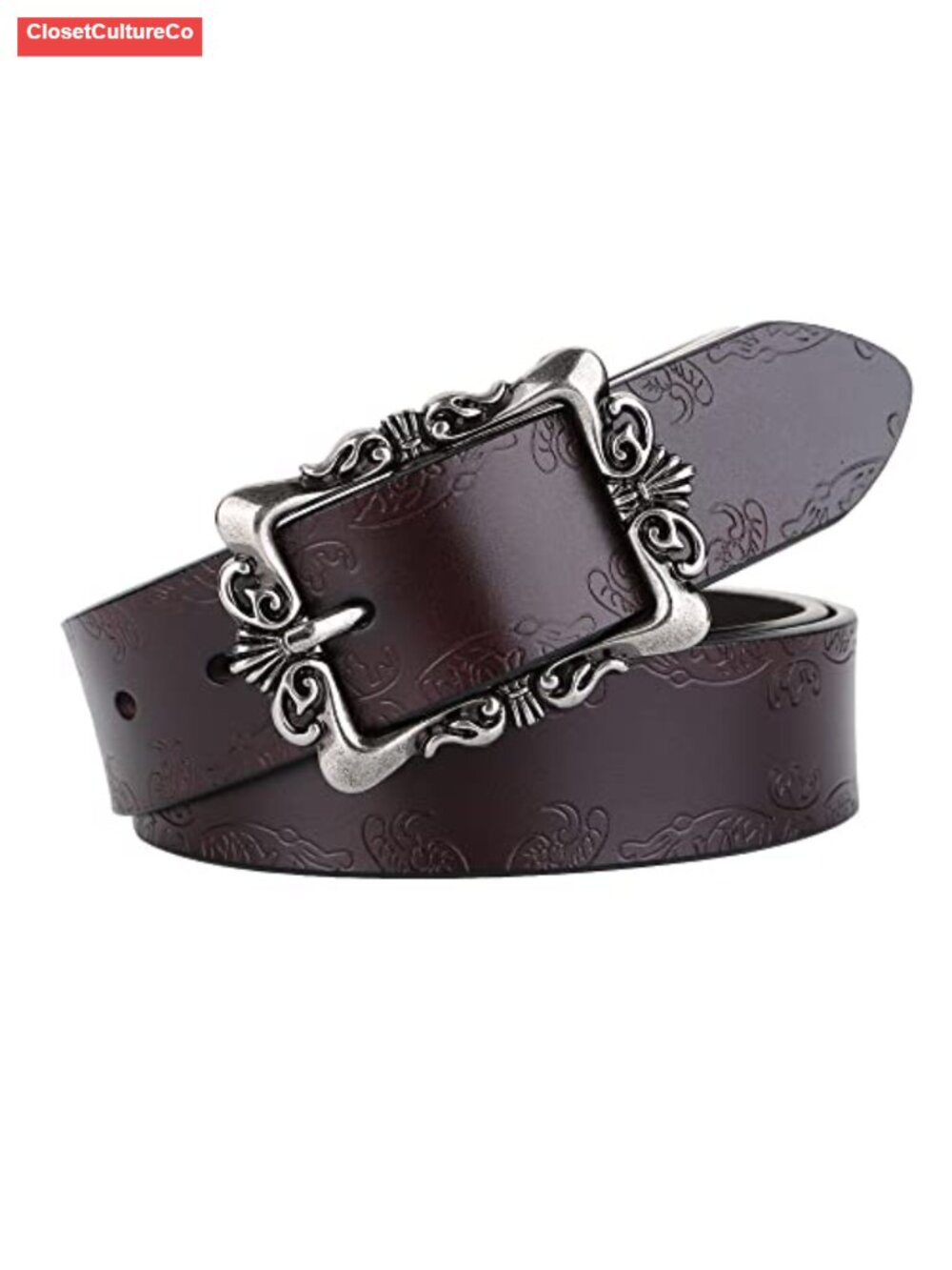 Leather Adjustable Vintage Buckle Belt for Pants and Jeans